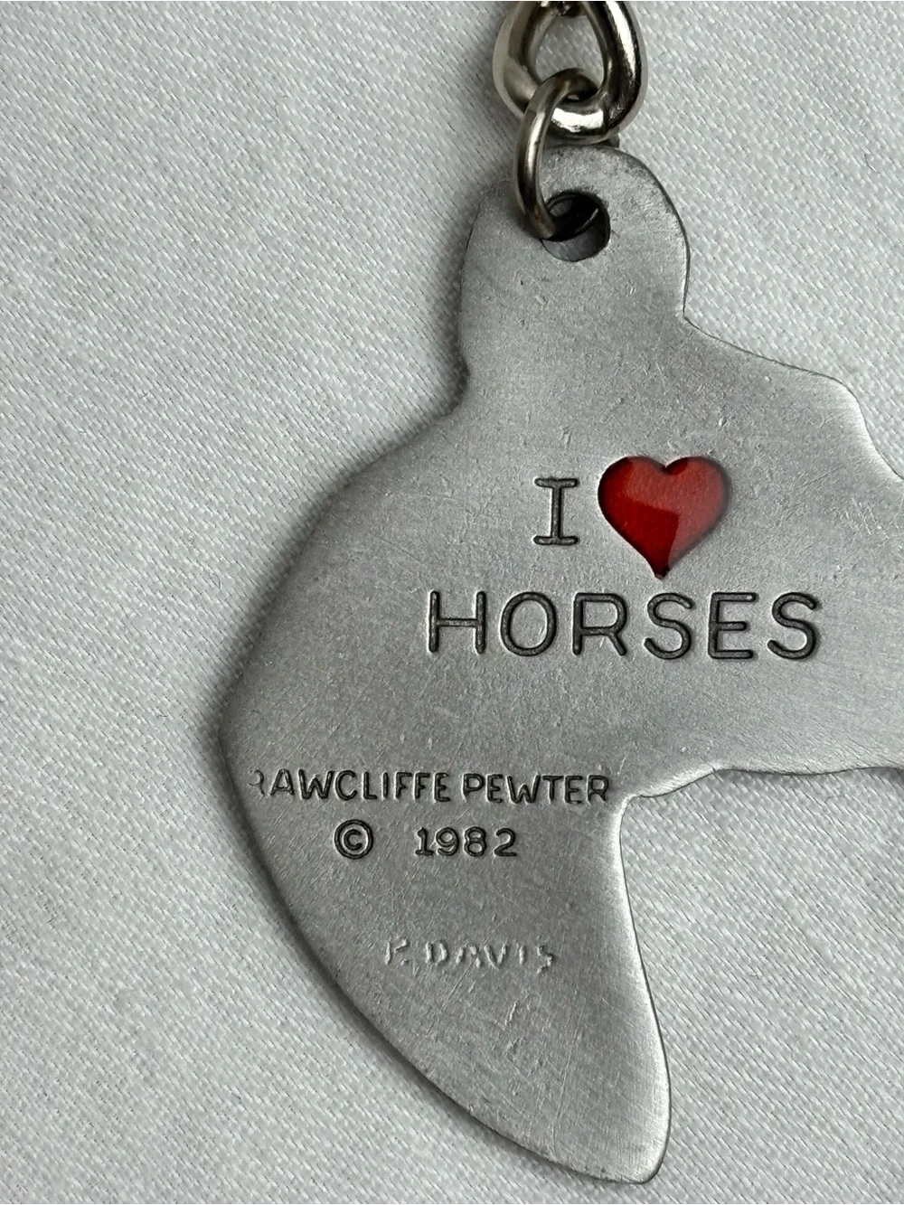 Vntg. 1982 Rawcliffe Pewter Horse Head Keychain